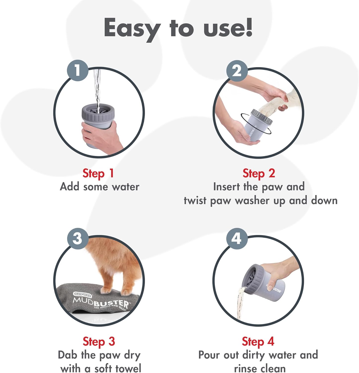 Dexas MudBuster Medium Dog Paw Cleaner in Fuchsia - Fits 1.5"-2.5" Wide Paws, Portable Paw Washer for Muddy Paws, Dog Paw Cleaning Cup with Gentle Silicone Bristles, Quick Clean Pet Paw Washer