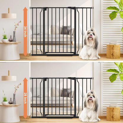Baby Gate No Drilling, 29"-40" Auto Close Dog Gate Indoor for Doorways & Stairs, Pressure Mounted Adjustable Pet Gate, Easy Walk Through Child Gate for Children & Pets Stroller Friendly, White