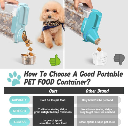 Dog Cat Food Storage Container, Pet Food Container Airtight with Large Spout & Cup, BPA-Free Plastic Food Dispenser for Pet Food, Bird Seed, Rice, Flour - Pink 2.5-5lb (1 pack)