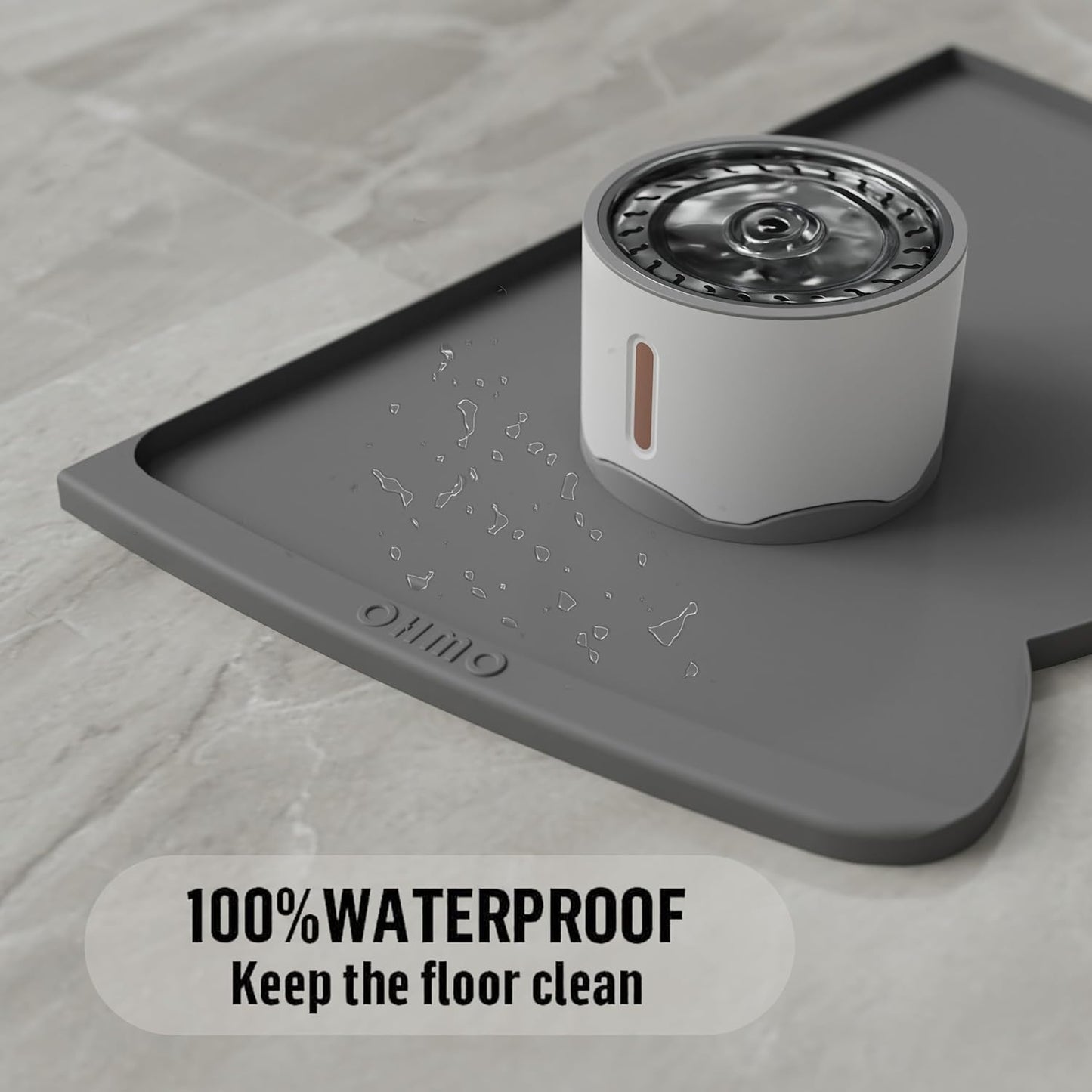 OHMO - Cat Food Mat, Silicone Pet Feeding Mat for Floor Non-Skid Waterproof Dog Water Bowl Tray, Easy to Clean Pet Placemat (Erythrinus, 18 * 9.8'')