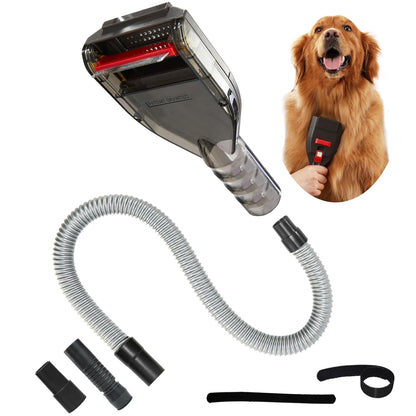 Dog Brush Vacuum Attachment with 1"-1.75" Universal Adapters for Vacuum Cleaners, Pet Hair Shedding Grooming Tool Kit with Long Extension Hose
