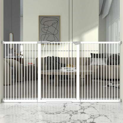 41" Extra Tall Cat Gate for Doorway, 49.2-54.7 Metal Pet Baby Safe Gate, Extra Wide Pressure Mounted Child Door with Expansion Kit, No Drilling No Climb Cat Fence Indoor, Tall Dog Gate, White