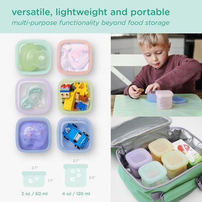 Olababy Clear Sense Silicone Storage Containers 4pk for Baby Food, Snacks, Formula, Puree, Sauce & More | Micro Plastic & BPA-Free | Daycare Essentials for Toddlers and Kids (Lilac, 2 oz / 60 ml)