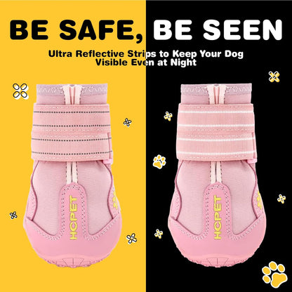 Hcpet Dog Boots, Dog Shoes for Large Dogs, Medium Dog Boots & Paw Protectors, Anti-Slip Dog Booties for Hot Pavement Winter Snow Hiking with Reflective Straps Black Size 6