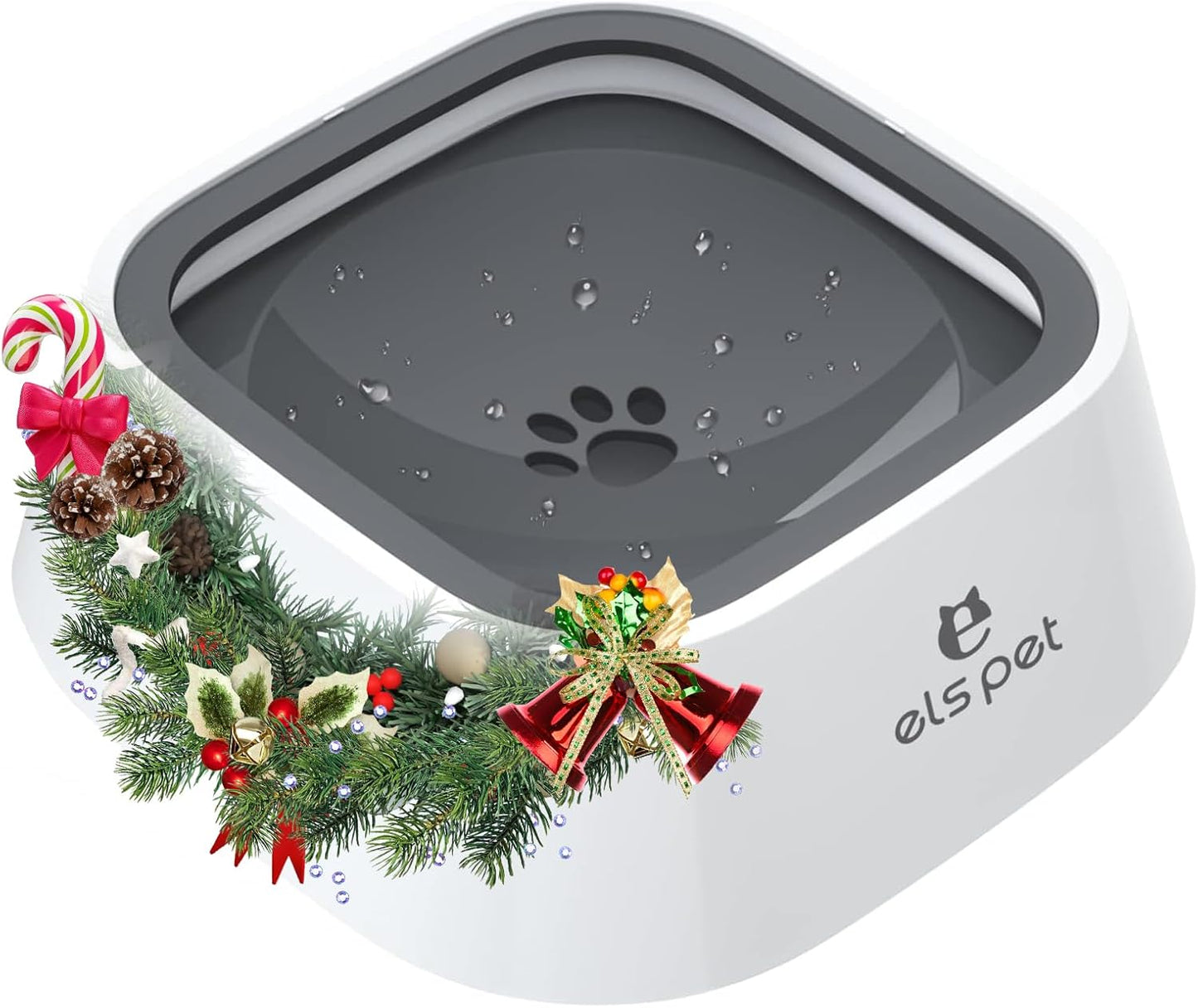 ELS PET Travel Bowl, No Spill, No Drip Slow Water Feeder/Dispenser for Dogs, Cats, 35oz/1L, Splash Proof Travel Bowl for Crate and Car, Keeps Floor & Beard Dry, Dishwasher Safe (Grey)