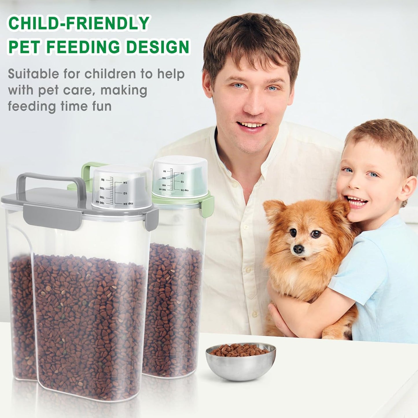 TBMax Dog Food Storage Container 5-7 lbs, Airtight Cat Food Container with Larger Spout & Measuring Cup, Portable Pet Food Storage Dispenser for Small Animal Kibble Storage, Bird Seed Container