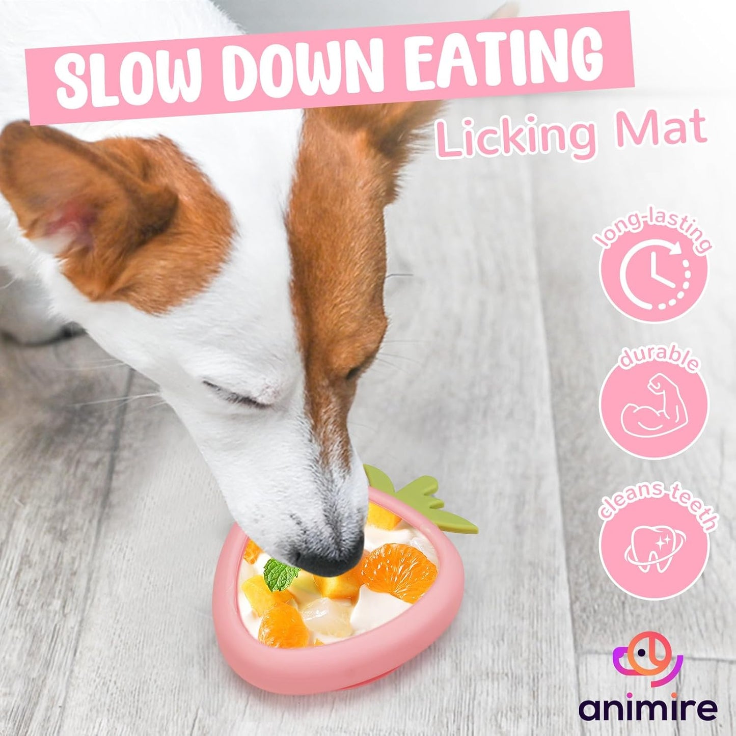 Freeze Dog Lick Bowl, Animire Non-Slip Slow Feeder Lick Mat for Dogs, Silicone Dog Enrichment Bowl for Distraction Anxiety Relief Boredom, BPA Free, Dishwasher Safe(Rose,S)