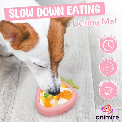Freeze Dog Lick Bowl, Animire Non-Slip Slow Feeder Lick Mat for Dogs, Silicone Dog Enrichment Bowl for Distraction Anxiety Relief Boredom, BPA Free, Dishwasher Safe(Rose,S)