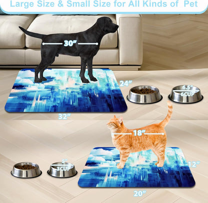 Dog Food Mats for Floors Waterproof Mat for Cat Food and Water Bowls - Absorbent Quick Dry Non Slip Mat for Pet Feeding