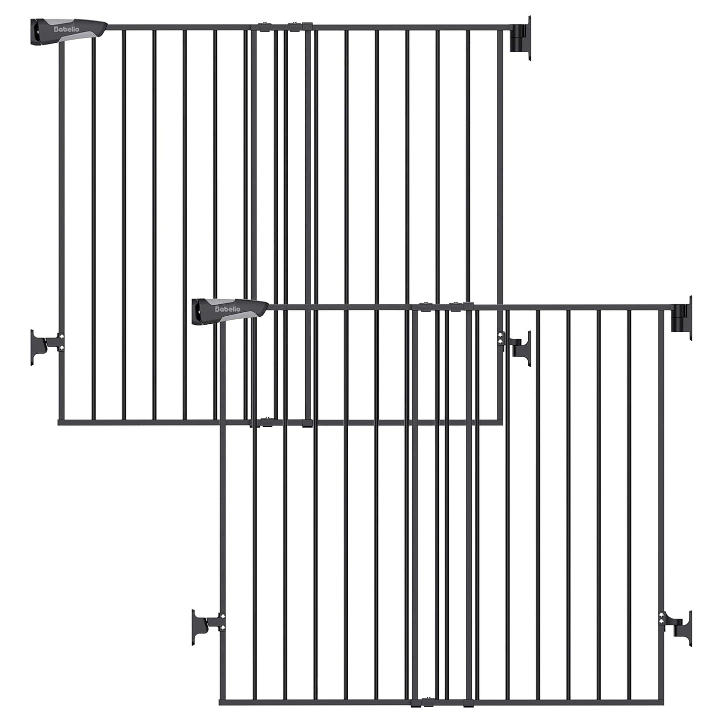 Babelio Baby Gate for Stairs, Kitchen & Doorways, 26-43" W 28" H No Bottom Bar| Easy Installation| One-Handed Operation| Auto-Close| Hardware Mount (Drill Needed) Safety Dog/Pet Gate Indoor (White)
