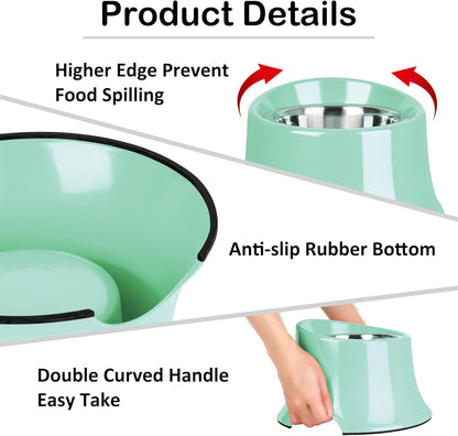 Tilted Elevated Dog Bowls Non-Slip & Non-Spill Pet Feeder with Elevated Detachable Melamine Stand, High Capacity Tilted Dog Bowl for Medium Small Size Dogs M/2 Cup Black