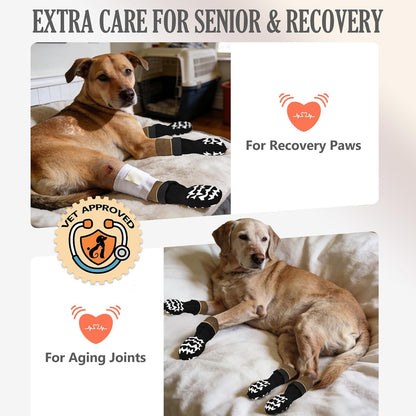 Anti Slip Dog Socks to Prevent Licking Paws, Double-Sided Grippy Dog Socks for Hardwood Floors, No Twist Paw Protector for Hot/Cold Pavement, Dog Booties for Small Medium Large Senior Dogs