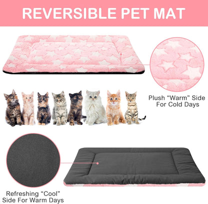 VitalCozy 4 Pcs Dog Crate Pads, Ultra Soft Warm Washable Anti-Slip Kennel Bed Mat for Pets, Reversible, Replaceable, Cage Liner for Small Medium Large Dogs and Cats (18 x 24 x 1.6 Inch,Star,Gray)