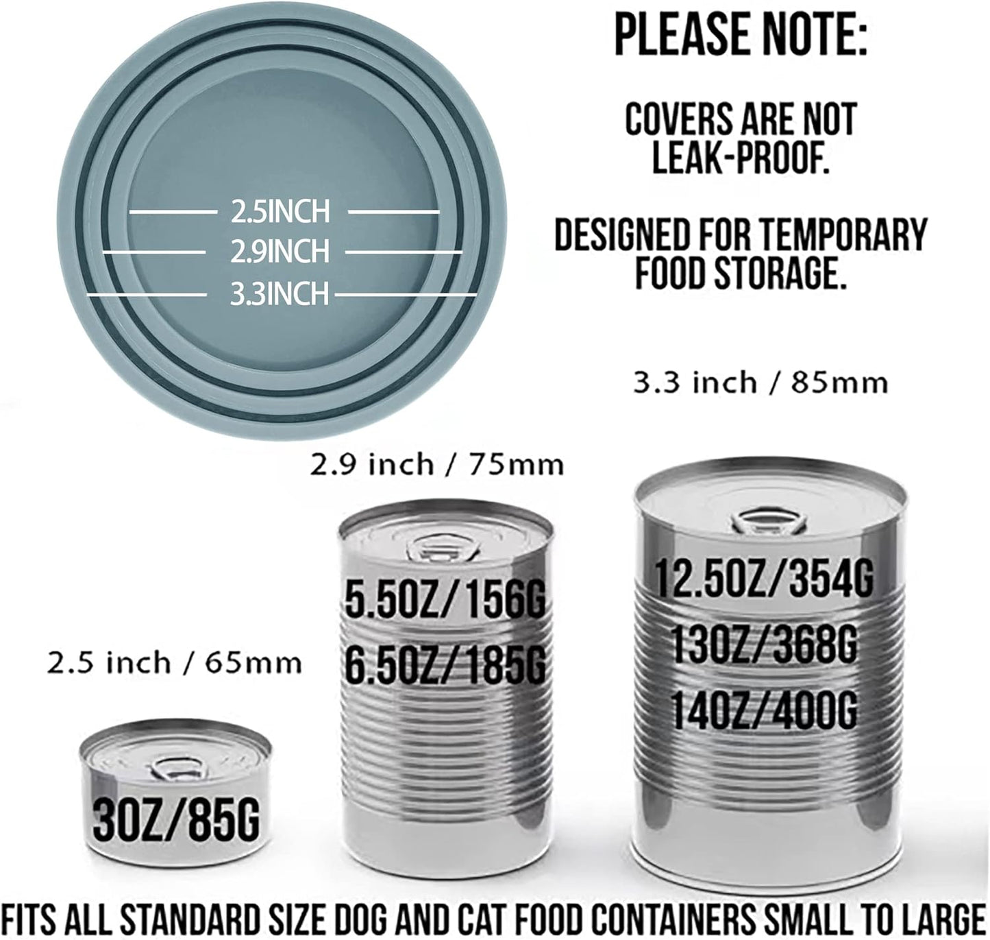 OHMO 2 Pack Dog Food Can Lids, (3, 12, 14oz etc.) Universal Size BPA Free Silicone Covers for Cat and Pet Food, Light Green