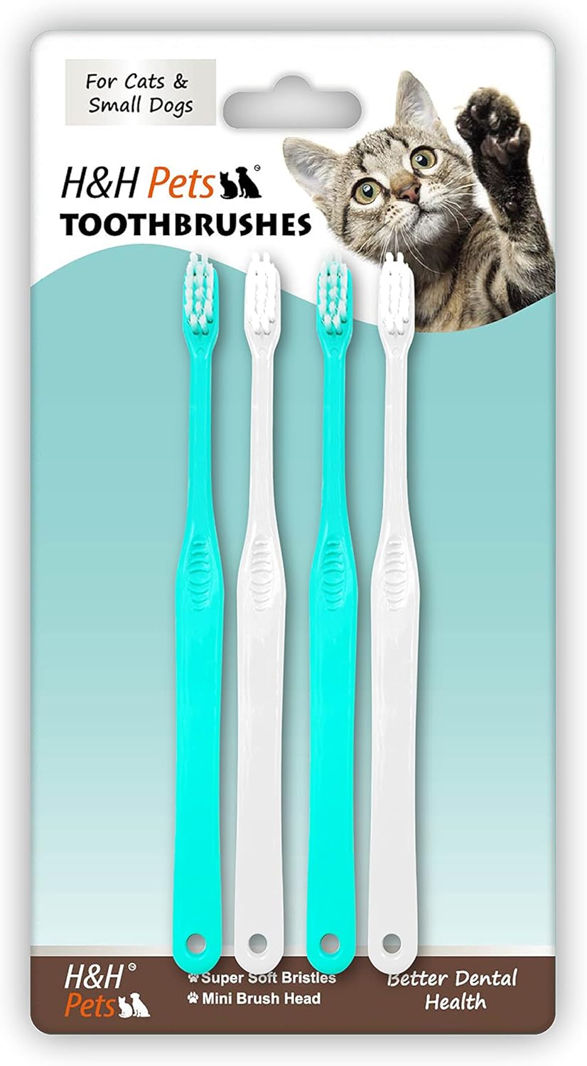 H&H Pets Toothbrush for Small Dogs & Cats - Soft and Extra Small Toothbrush Designed for Cats, Puppies, and XS Breed Dogs Like Teacups, Chihuahuas, Yorkshire, and Poodle, 8 Count Pack