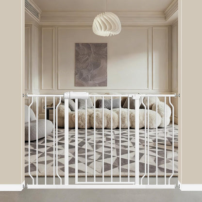 ALLAIBB Extra Wide Pressure Mounted Baby Gate Walk Through Child Kids Safety Toddler Tension White Long Large Pet Dog Gates with Extension for doorways Kitchen (57.48-62.20"/146-158cm, Black)