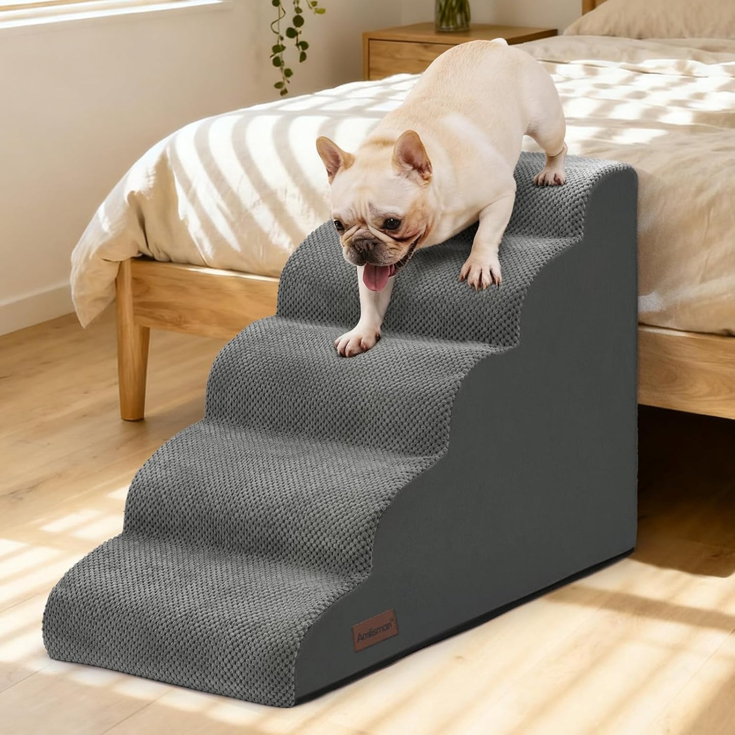Aodisman Dog Stairs for Small Dogs,3 Step Dog Ramp for Couch and Bed,Pet Stairs with Non-Slip Bottom for Old Cats,Indoor Pet Steps,Comfort,Durable,15.4" H