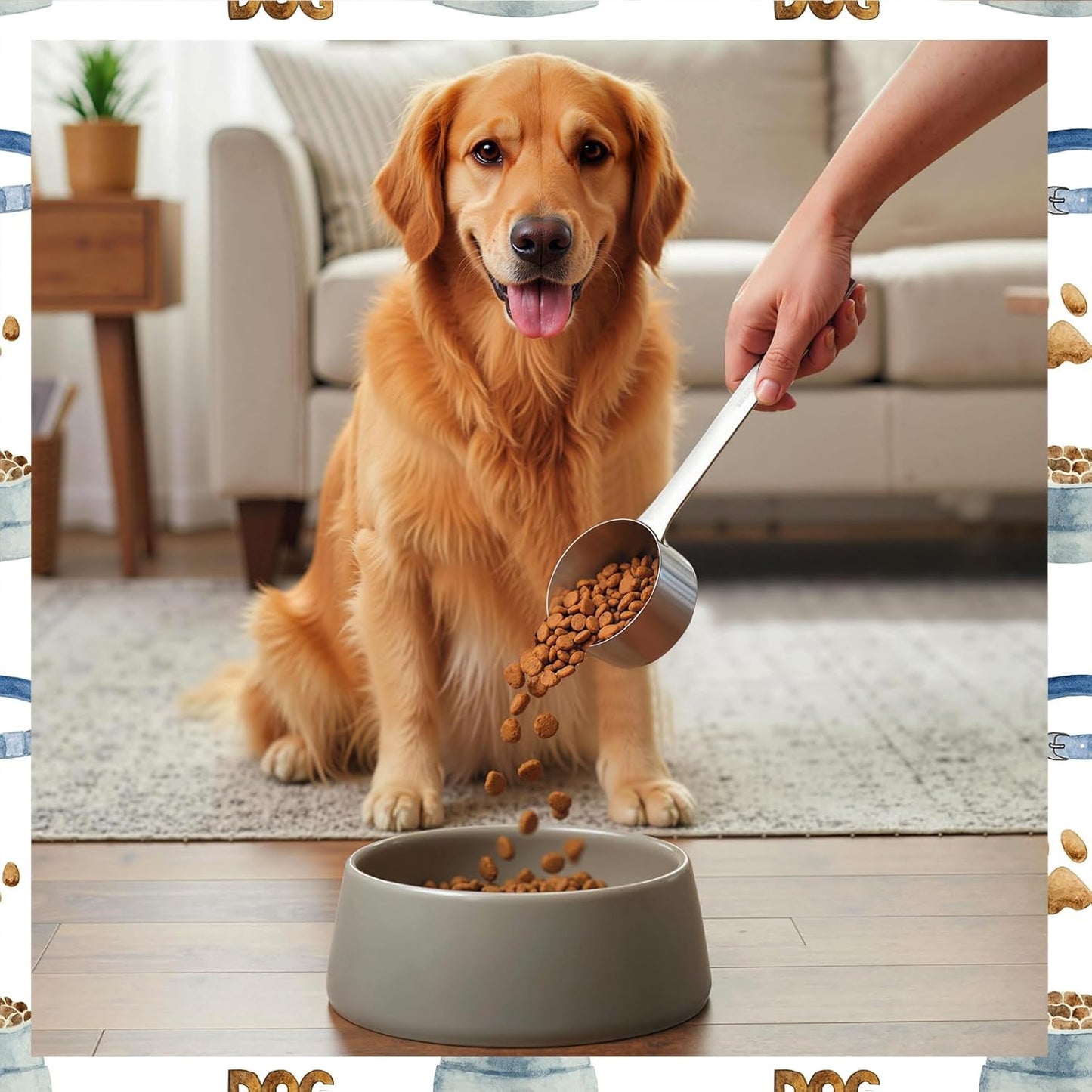 1 Cup Dog Food Scoop,Scoop for Dog Foods with 7.8'' Long Handle,Stainless Steel Dog Food Measuring Cups for Pet Foods,Easy to Clean (1CUP)