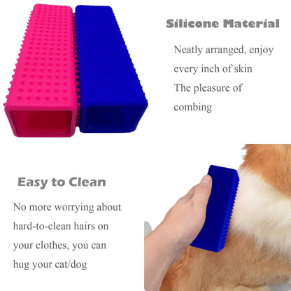 2 Pieces Pet Dog Cat Hair Remover, Block Roller Cleaner, Hollow Silicone Cleaner Brush for Sofa, Car Interiors, Furnishings, Carpets, Bedding or Any Fabric (Orange, Blue)
