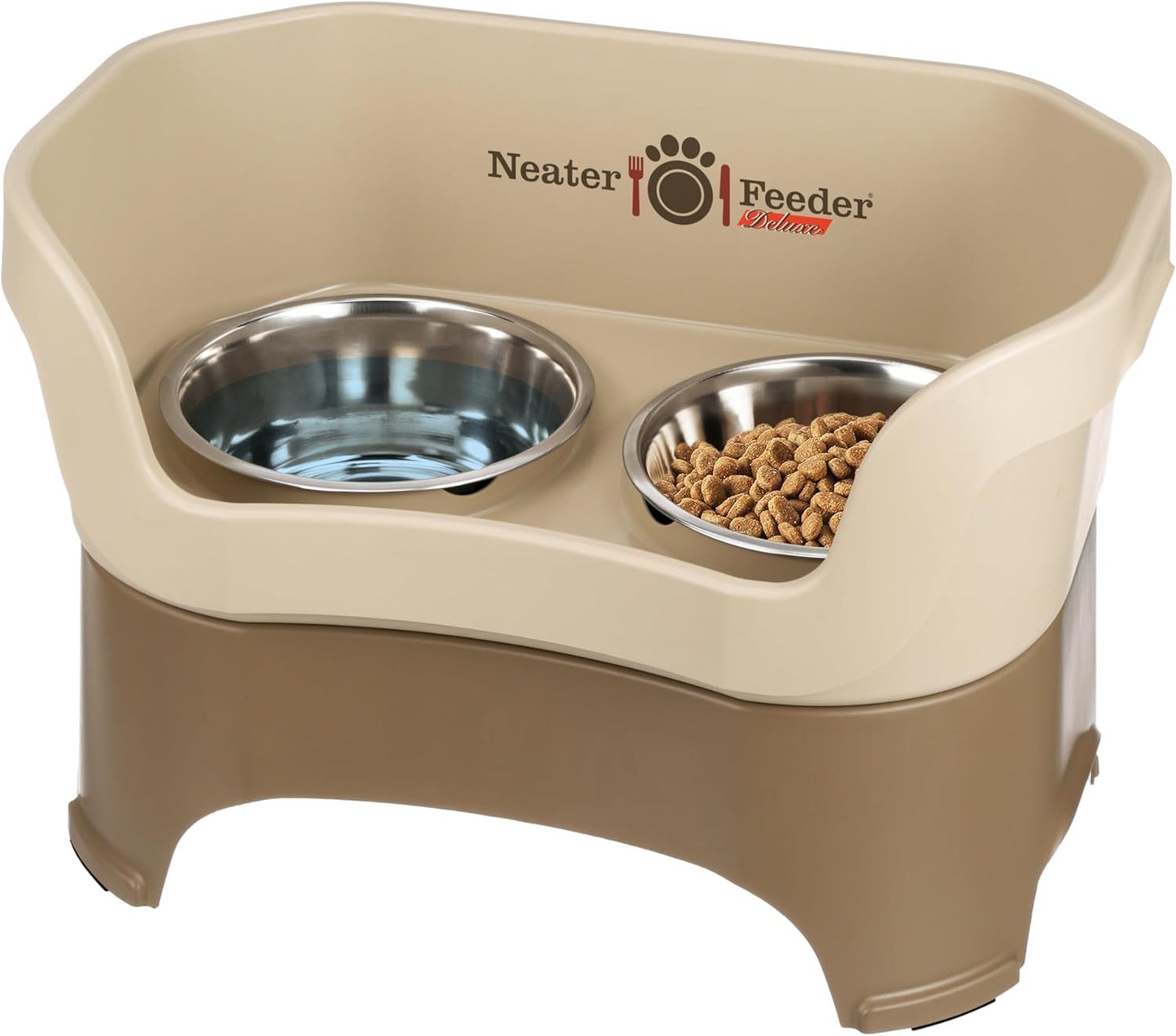 Neater Pet Brands Neater Feeder Deluxe Mess Proof Dog Bowls Elevated for Large Dogs Over 40 lbs, Made in USA, No Spill Raised Dog Food Bowl Stand Feeding Station, Food and Water Bowl Set, Black