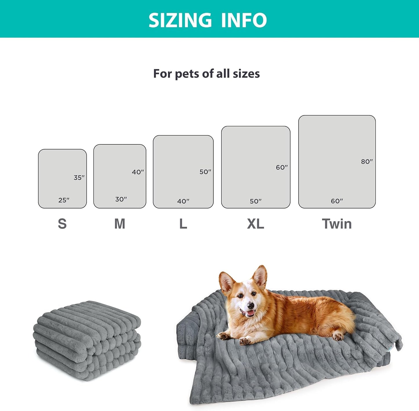 Waterproof Dog Blanket for Large Dogs - Washable Cat Blankets for Couch Bed Protection, Super Soft Calming Reversible Pet Blanket for Pet Kitten Puppy (Green, 50"x60")