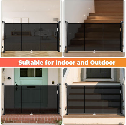 19.7ft Retractable Baby Gates Dog Gate - 236" Extra Wide Expandable Child Safety Gate,37" Tall Toddler Pet Mesh Gate with Reinforced Strips for Doorways,Stairs,Hallways,Outdoor & Indoor Large Openings