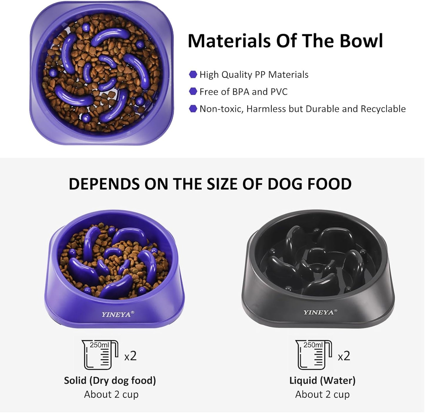 YINEYA Slow Feeder Dog Bowls, Pet Supplies that Slow Down Eating, Pet Food Bowls, Maze Dog Puzzle Feeder for Medium Breed
