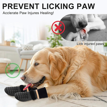 BEAUTYZOO Dog Socks to Prevent Licking Paws -Dog Shoes for Hot Pavement & Hardwood Floors Anti Slip, Traction Control Boots & Paw Protectors with Double Side Grips for Small Medium Large Senior Dogs