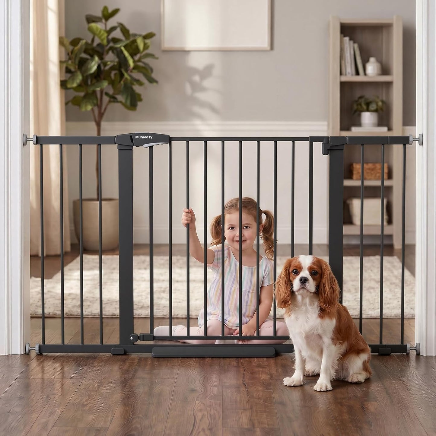Mumeasy 36" High Extra Tall Dog Gate, 29.6"-40.5" Wide Pressure Mounted Tall Baby Gate for Dog, Auto Close Pet Gate with Door for Stairs,Doorways,House,Black