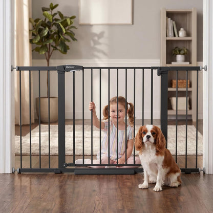 Mumeasy 36" High Extra Tall Dog Gate, 29.6"-40.5" Wide Pressure Mounted Tall Baby Gate for Dog, Auto Close Pet Gate with Door for Stairs,Doorways,House,Black