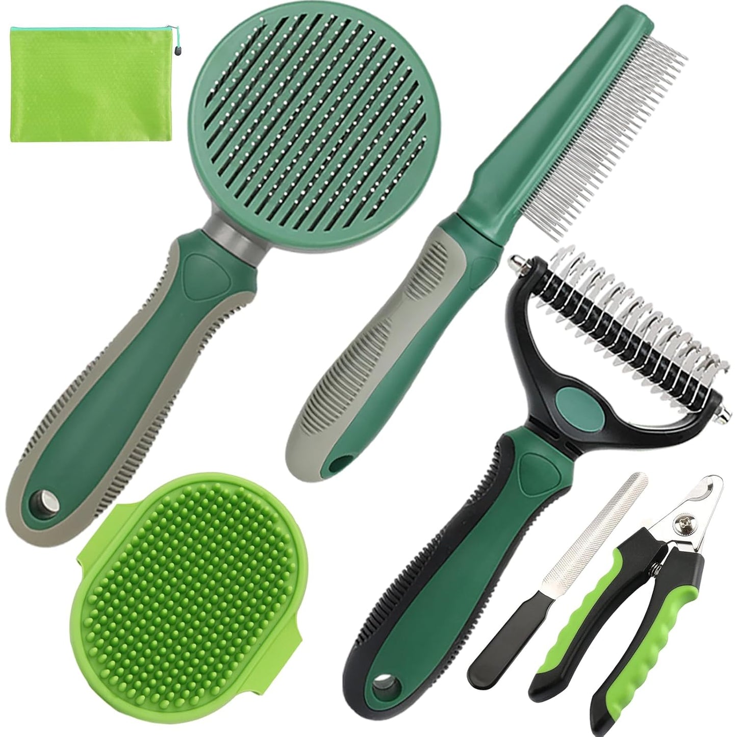 Dog Brush for Shedding,7 PCS Pet Grooming Brush Kit to De-fur & Hair Slicker Deshedding Brushes with Undercoat Rake Comb Bath Brush&Nail Clipper for Grooming Short Long Haired Dogs Cats Blue