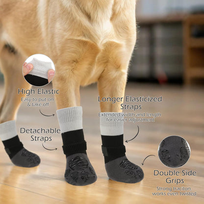 EXPAWLORER Anti Slip Dog Socks to Prevent Licking Paws, Dog Shoes for Hot Pavement Walk, Dog Booties for Hardwood Floors, Dog Boots & Paw Protectors with Grippers for Small Medium Large Senior Dogs M