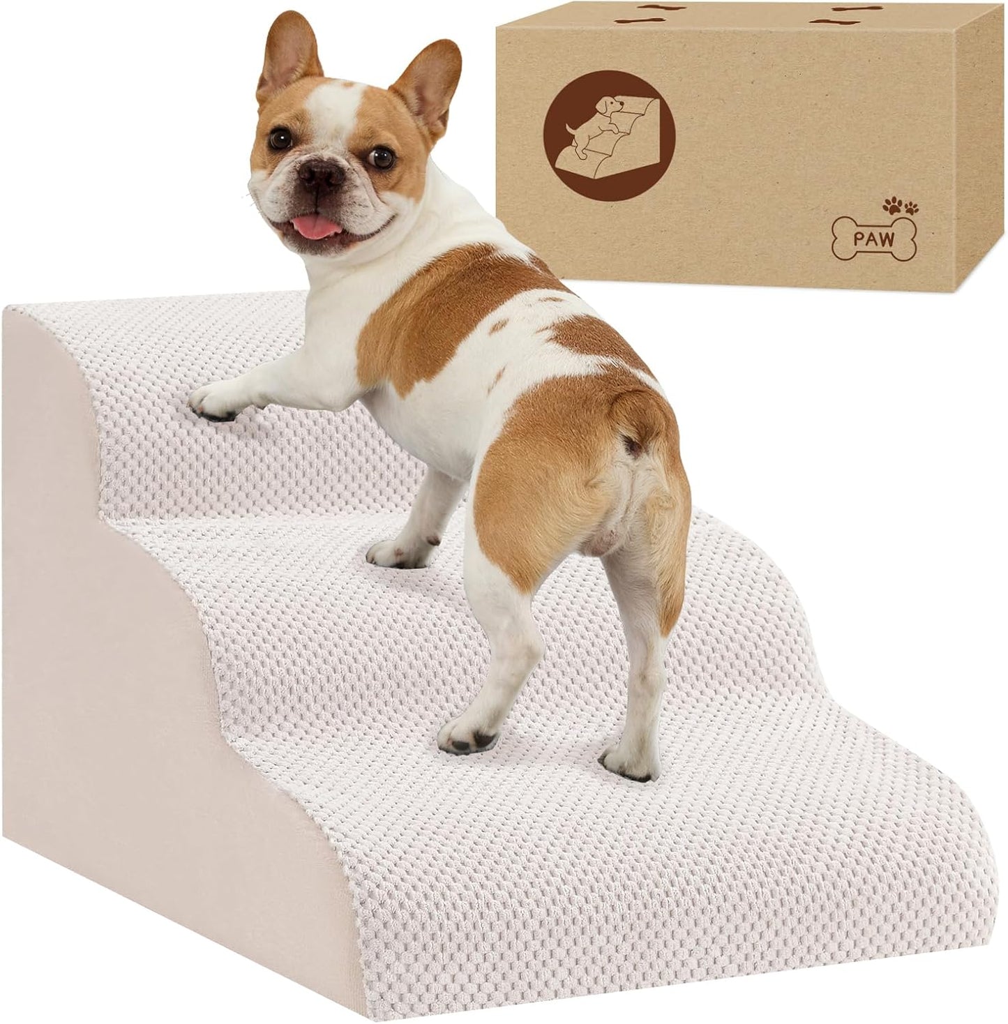 Dog Stairs for Small Dogs, 2-Step Dog Steps for Couch Sofa and Chairs, High-Density Foam Pet Steps Ramp with Removable Washable Cover for Older Injured Puppy Dogs and Cats, 11.81" H, Grey