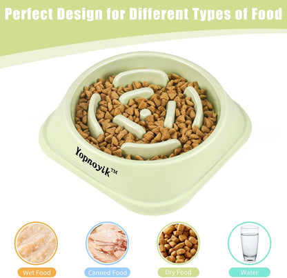 2 Pack Slow Feeder Dog Bowls for Healthy Eating, Non-Slip and Anti-Choking Design, Reduces Bloating & Overeating for Medium Dogs and Cats, Easy to Clean