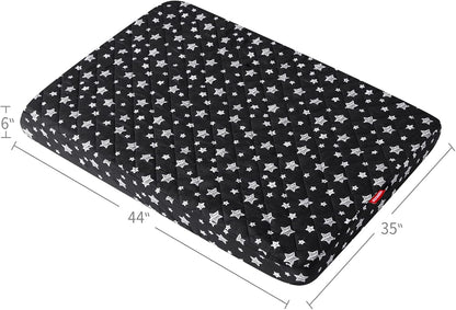 Waterproof Dog Bed Covers Replacement Washable Pet Hair Easy to Remove, Noiseless Quilted Puppy Pet Bed Cover Lovely Grey Star Print 29x41 Inches, for Dog/Cat, Cover Only