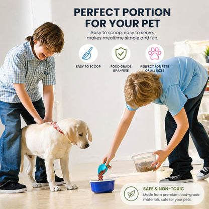 Rypet Pet Food Scoop Set of 5 - Measuring Cups and Spoons Set Plastic for Dog, Cat and Bird Food (Random Color)