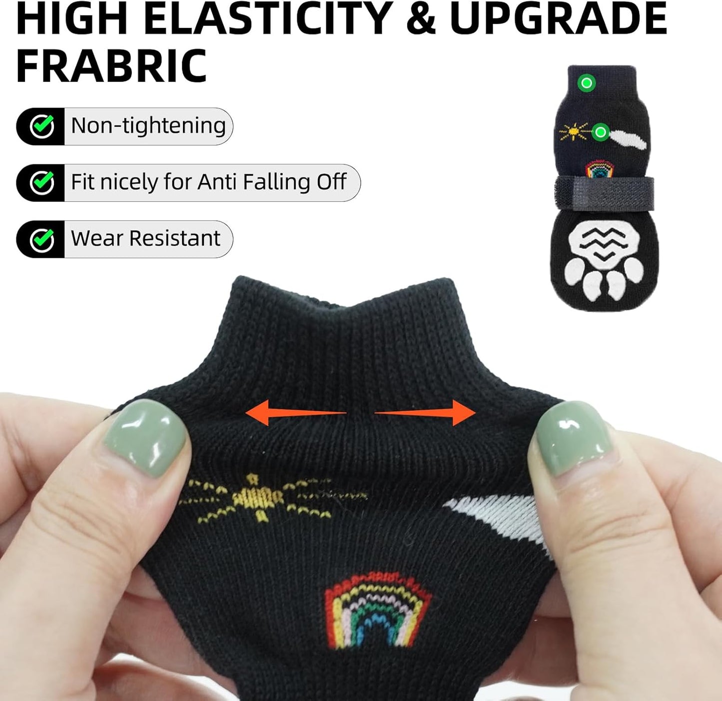 PUPTECK Anti Slip Dog Socks with Double Grippers for Hardwood Floors, Shoes for Hot/Cold Pavement, Boots & Paws Protectors to Prevent Licking, Traction Booties for Senior Small Large Dogs