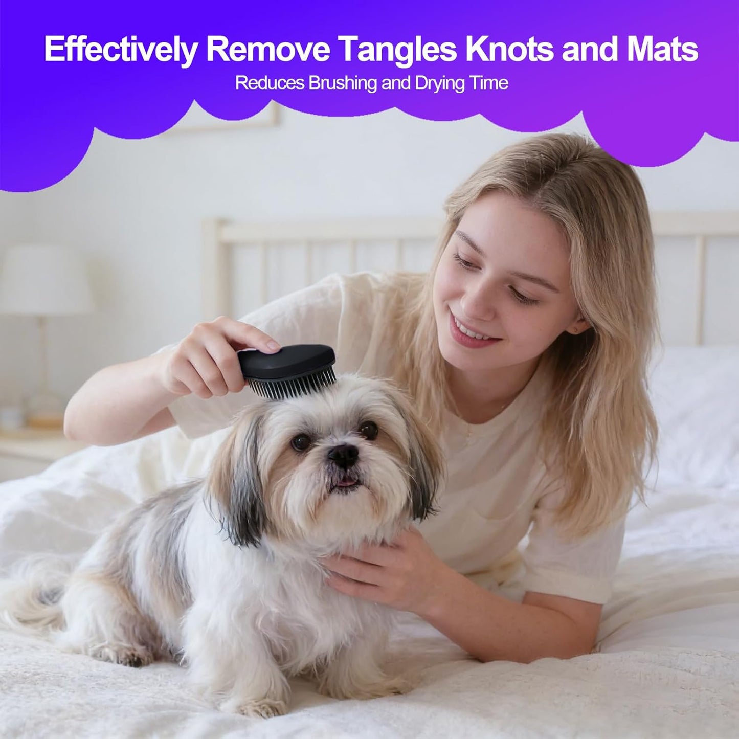 Small Dog Brush- Grooming Tool for Teddy, Yorkies, Maltese, Shih Tzu, Chihuahua - Puppy Hair Brush (Blue)