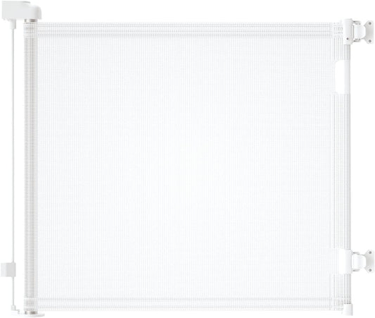 Retractable Baby Gate,Mesh Baby Gate or Mesh Dog Gate,33" Tall,Extends up to 71" Wide,Child Safety Gate for Doorways,Stairs,Hallways,Indoor/Outdoor（White,33"x71"）