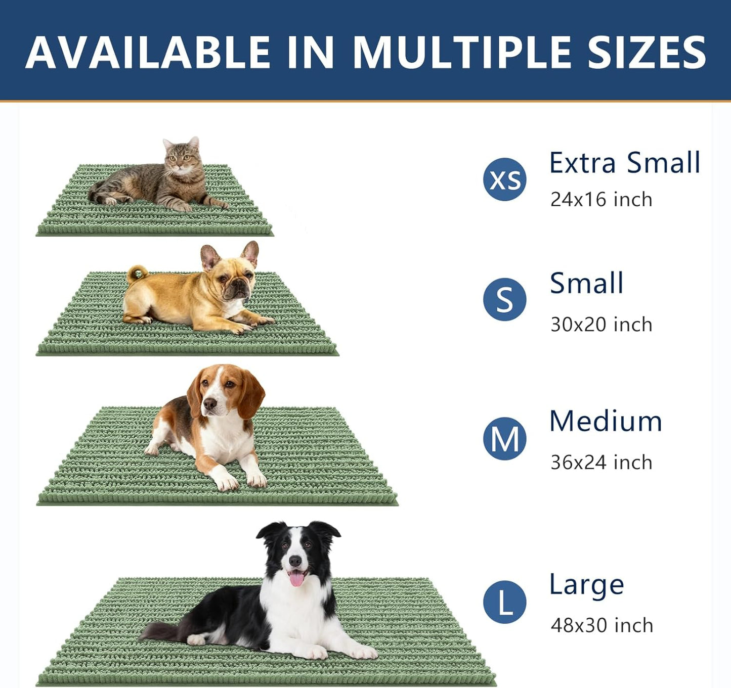 Smiry Dog Door Mat for Muddy Paws 30x20, Extra Soft Absorbent Chenille Doormat, Trap Moisture and Dirt, Non-Slip Machine Washable Front Door Mat for Indoor Entrance Inside Floor, Grey