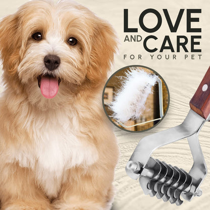 Flamia & Jabz Undercoat Rake for Dogs & Cats, Dematting Grooming Stripper Tool (14 Blades)