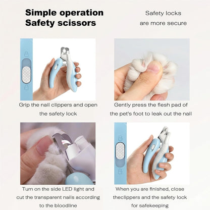 Cat & Dog Nail Clippers with LED Light, Illuminates Nail Bloodline to Prevent Overcutting, Pet Nail Trimmer with Safety Guard & Built-in Nail Catcher for Dog Cat Rabbit Small Animals(Pink)