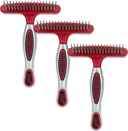 CHI for Dogs 2 in 1 Dematting and Deshedding Rake, Dual Head Dog Grooming Tool with Wide Tooth Dematting Rake and Fine Deshedding Rake, Detangler Comb for Thick Double and Long Dog Coat