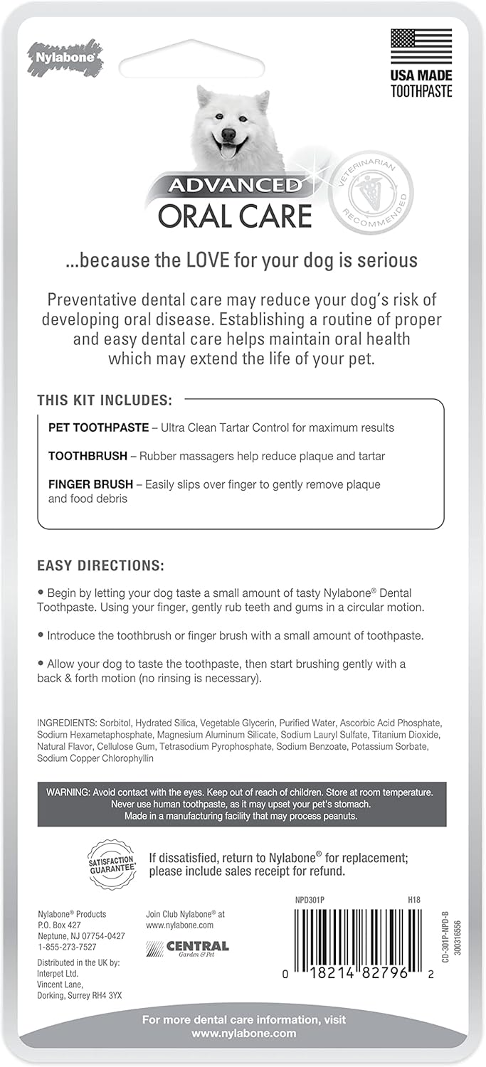 Nylabone Advanced Oral Care Dog Dental Kit Original Flavor 2.5 oz.