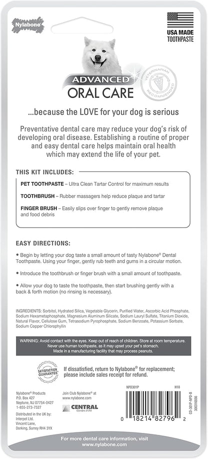 Nylabone Advanced Oral Care Dog Dental Kit Original Flavor 2.5 oz.