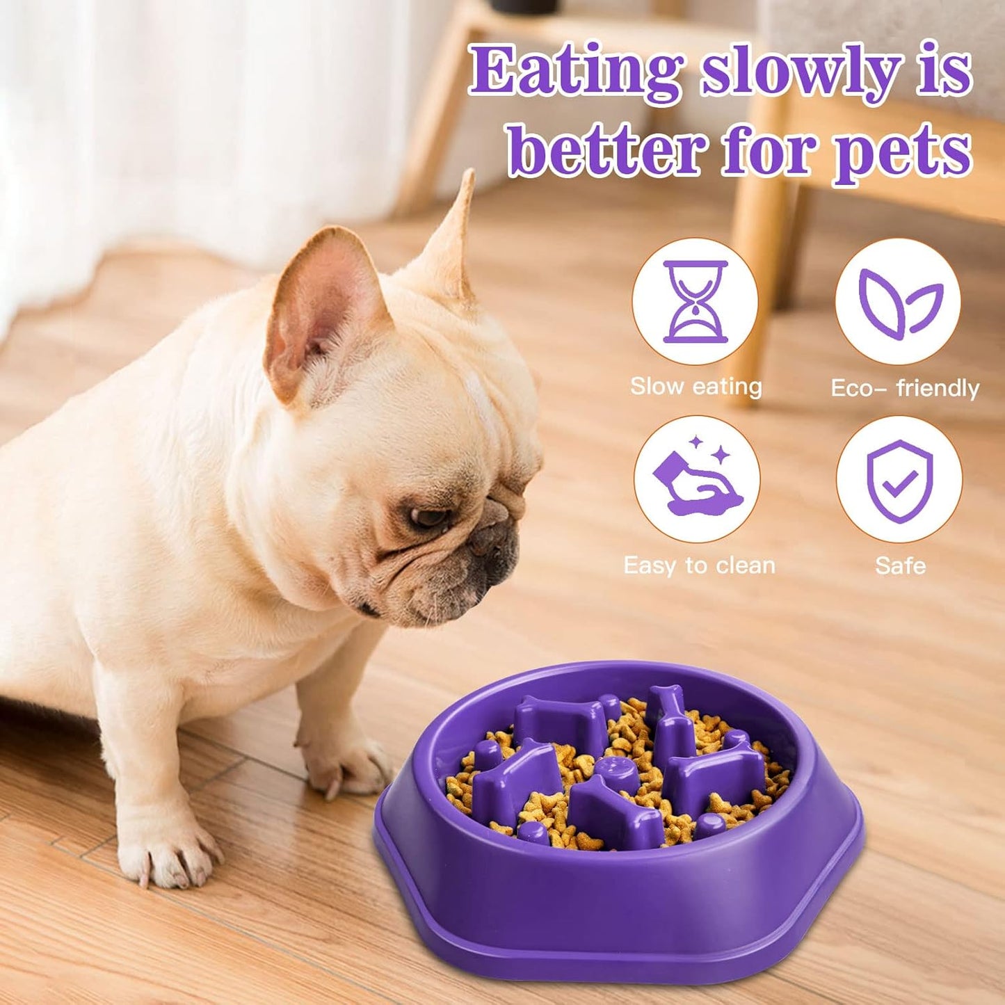 UPSKY Slow Feeder Dog Bowl Anti-Chocking Slower Feeding Pet Puzzle Bowls, Interactive Bloat Stop Dog Food Dishes Non-Slide Dogs Lick Treat for Small Medium