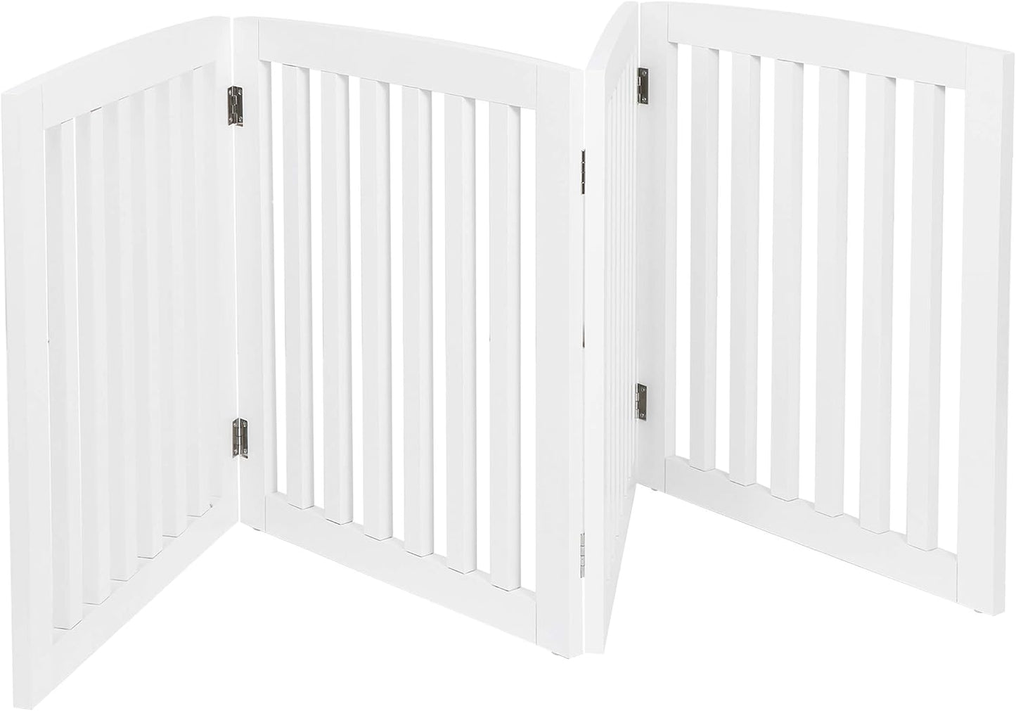 Nouva 36" H Pet Gate, 3 Panels Indoor Foldable Dog Fence, Dog Gate for Stairs Doorways, Hardwood Pet Gate, Freestanding Pet Fence, White