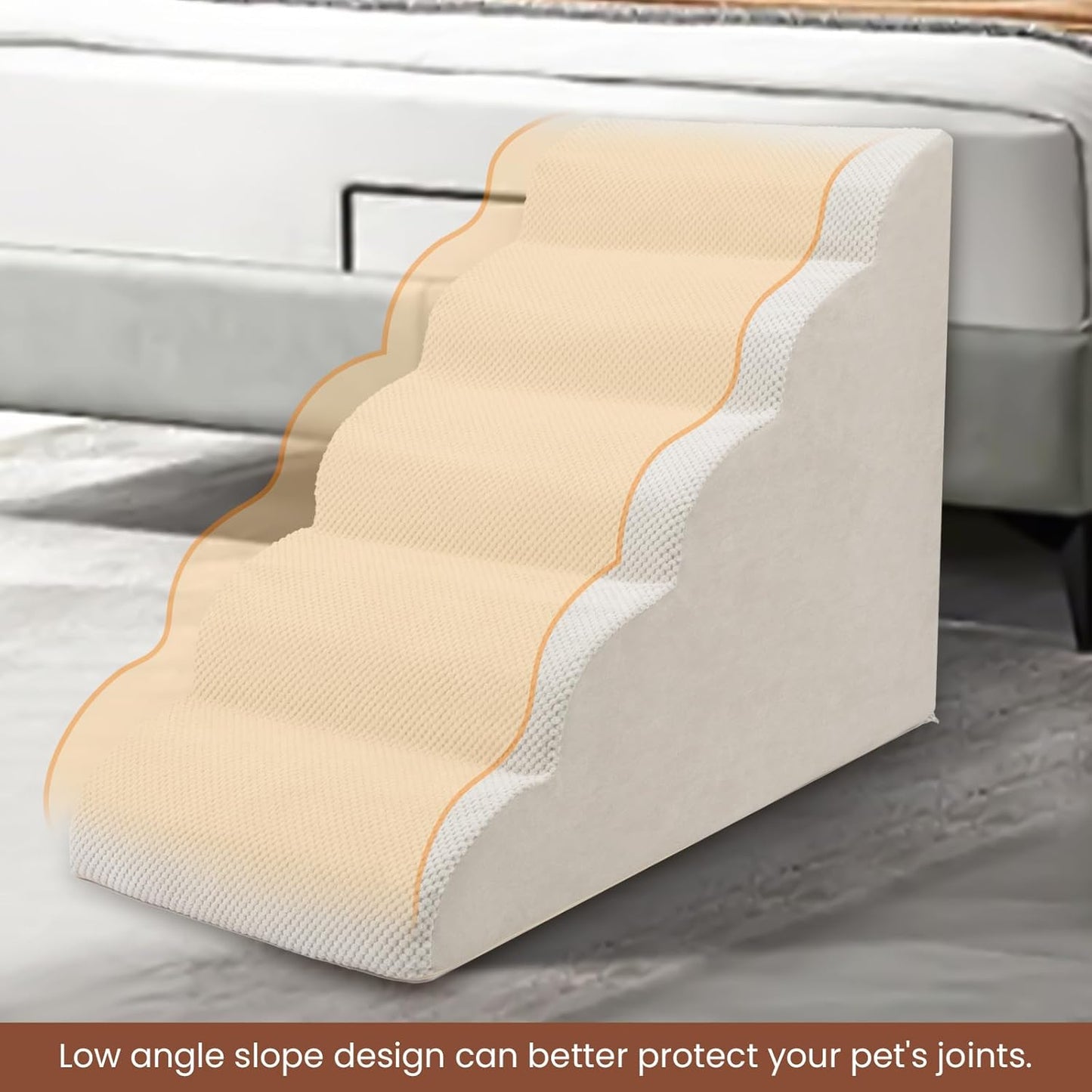 Dog Stairs for Small Dogs, 3 Tiers High Density Foam Dog Ramp, Extra Wide Non-Slip Pet Steps for High Beds Or Couch, Soft Foam Doggie Ladder for Dogs Injured, Older Pets, Small Cats