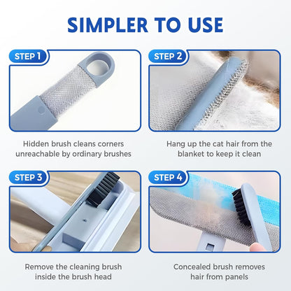 Auiepet Multifunctional Pet Hair Remover, 2025 Upgrade 4 in 1 Pet Hair Removal Tool with 17inch Long Handle, Washable Cat Hair Remover Brush for Furniture, Couch, Carpet, Clothes and Bedding (1Pcs)