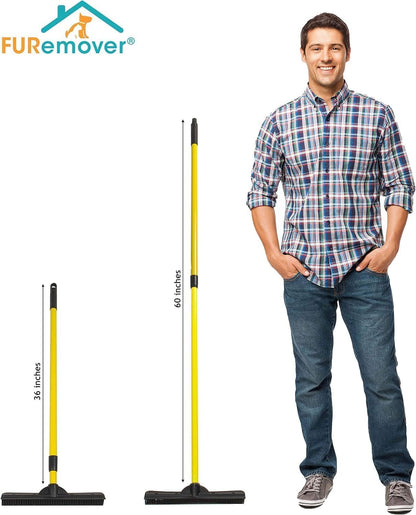 FURemover Pet Hair Removal Rubber Broom, 58" Telescopic Handle